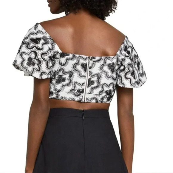 NWOT BCBGMaxAzria | Floral Embroidered Crop Top - Size L - Picture 2 of 11